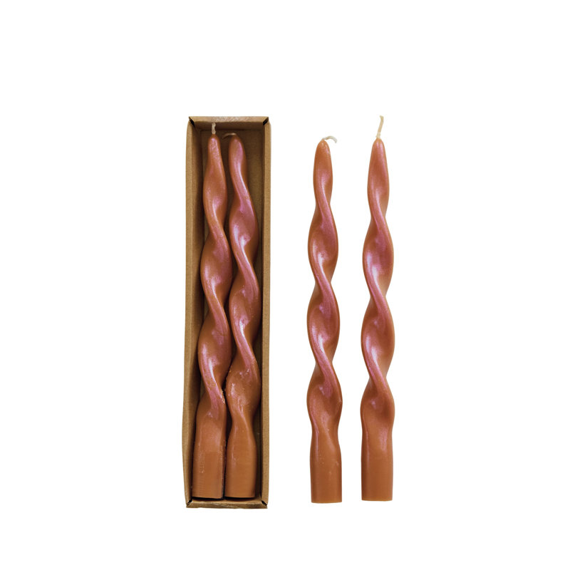Bougies torsadées non parfumées en boîte, Brun