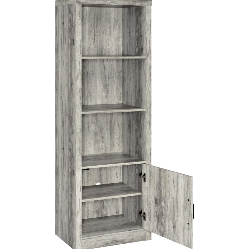 Bois flotté - Tour à 3 tablettes finies pour le placement en coin dans les salons, fonction réglable, bois d'ingénierie, norme de qualité, média gris, présentation fonctionnelle de l'équipement