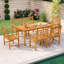 Ensemble de 4 chaises de patio d'extérieur en bois d'acacia à lattes avec accoudoirs-803503428
