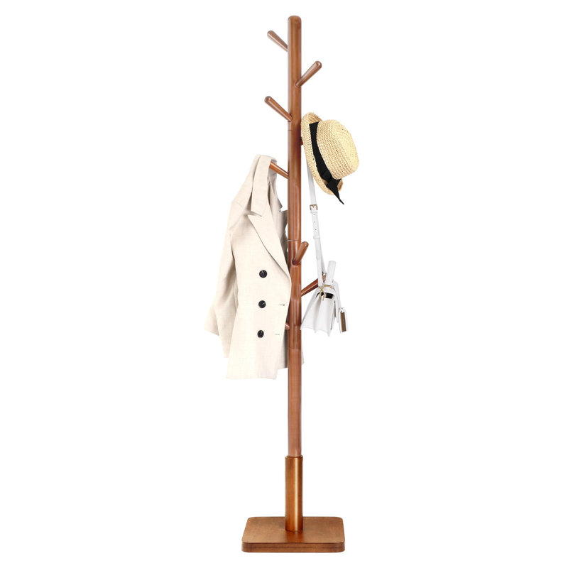 Rubber Freestanding 8 - Hook Coat Rack, Dark Walnut