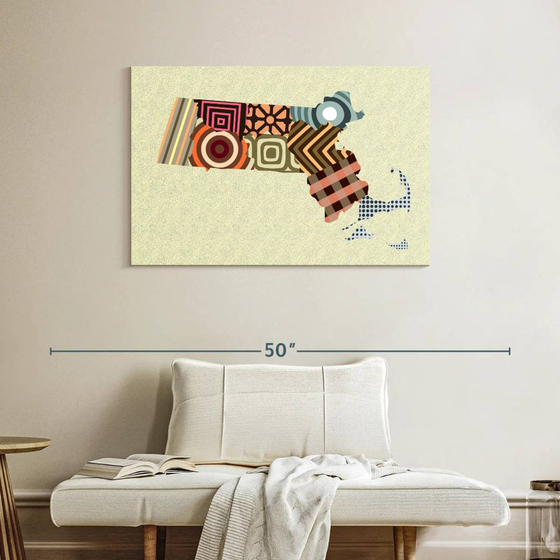 Massachusetts State Map, 26" H x 39" W