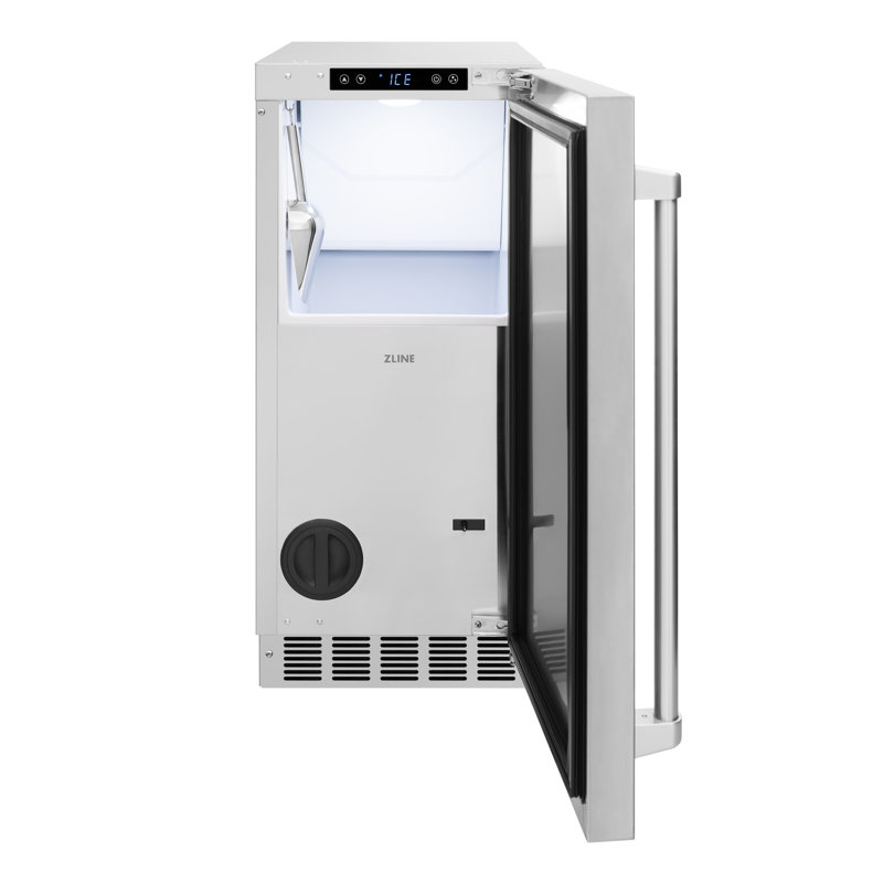 ZLINE 15 in. Touchstone Clear Cube Ice Maker with Drain Pump and Stainless Steel Door, Stainless Steel/Stainless Steel