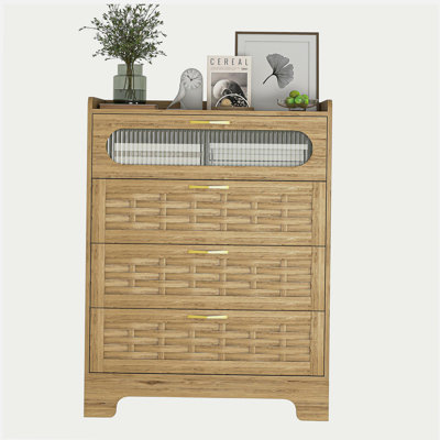 Coiffeuse en bois 4 tiroirs pour chambre à coucher, grande coiffeuse double, commode moderne, coiffeuse de rangement, coiffeuse de chambre de bébé, convient au salon, couloir, chambre à coucher, chambre d'enfant