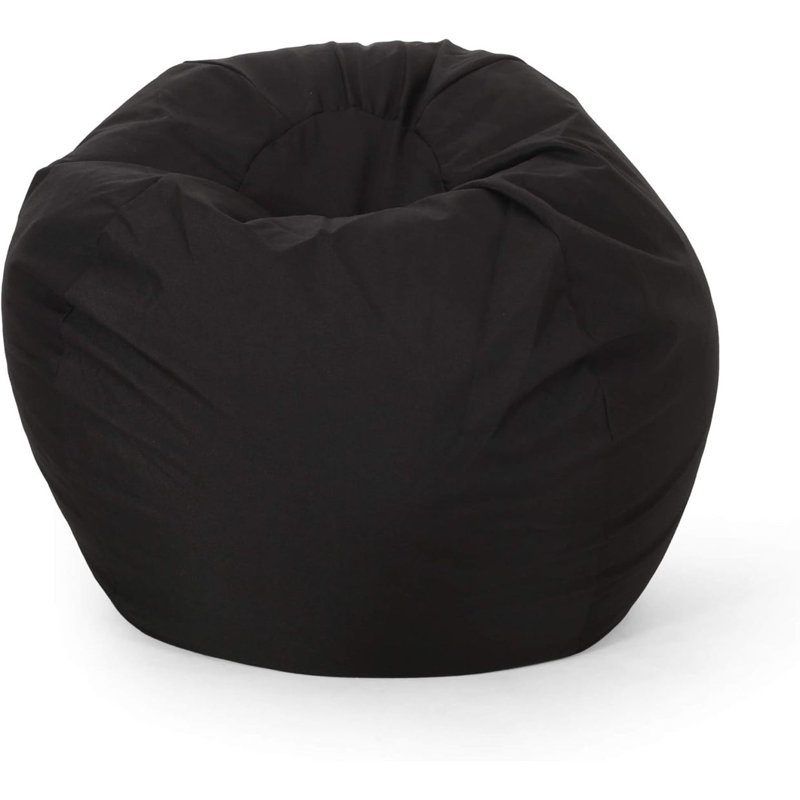 Bean Bag Chair For Lounge, 25.05" H x 34.05" W x 34.05" D, Black Polyester
