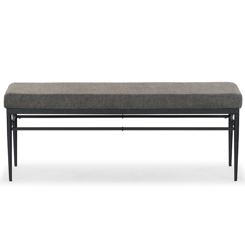 Ninette Linen And Metal Bench, Dark Gray