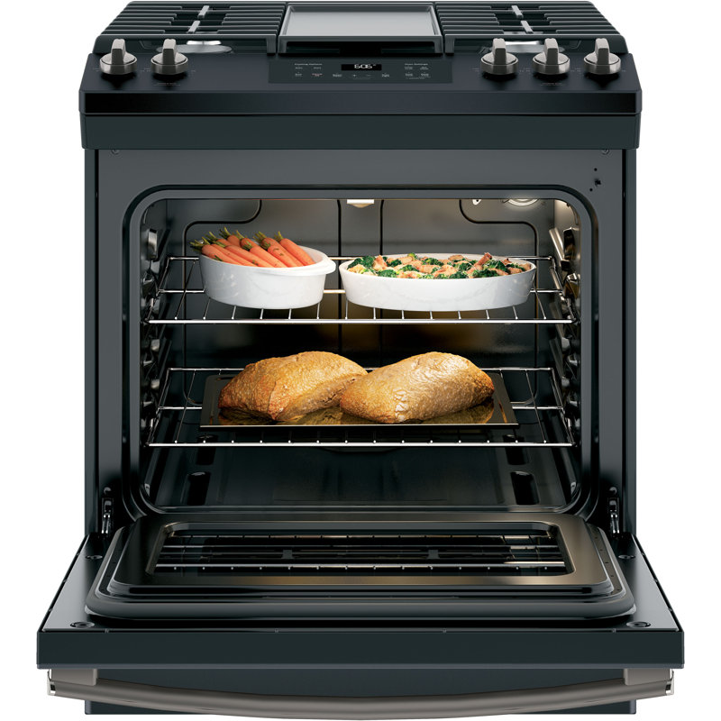 30" 5.3 cu ft. Slide-in Gas Range with Griddle, Black Slate