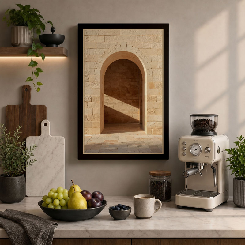 Light Through The Arch Minimalist - Wrapped Canvas, 36x24 - 91.4 x 61.0 cm, Teal Border