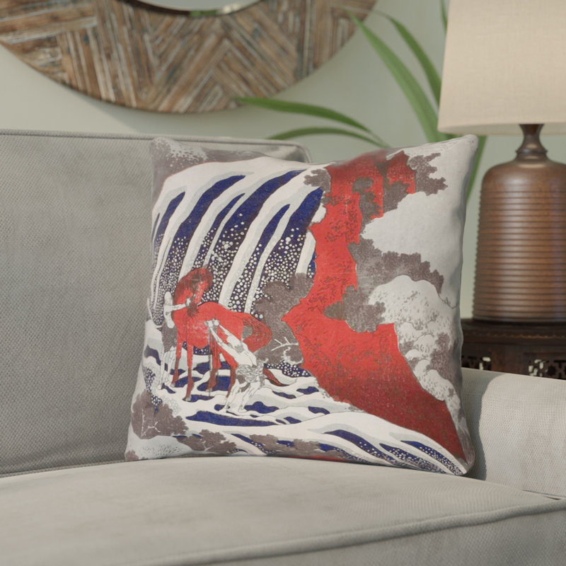 Coussin Katsushika Hokusai, 16 po x 1 po, Bleu