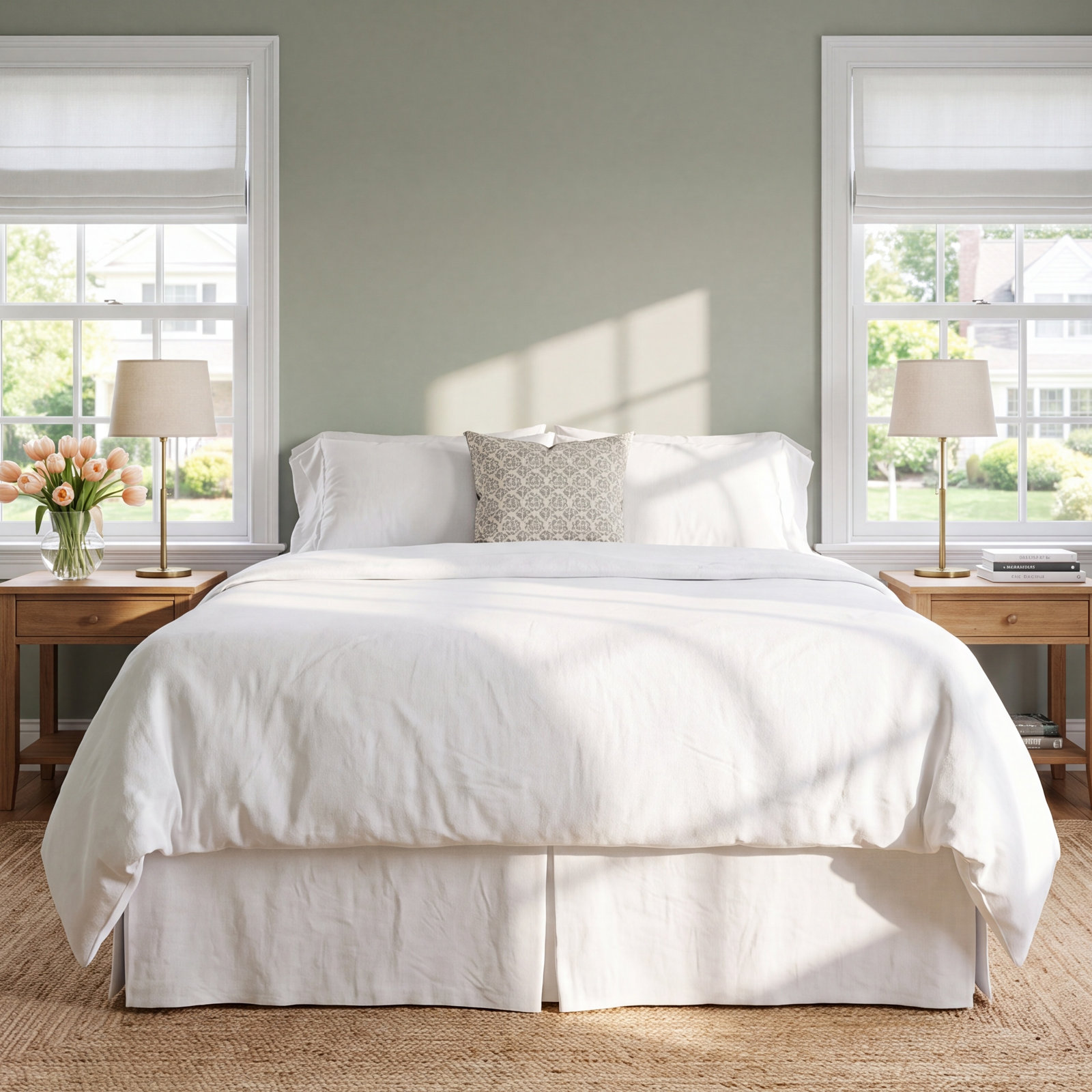 Linen Pleated Bed Skirt, Queen, White