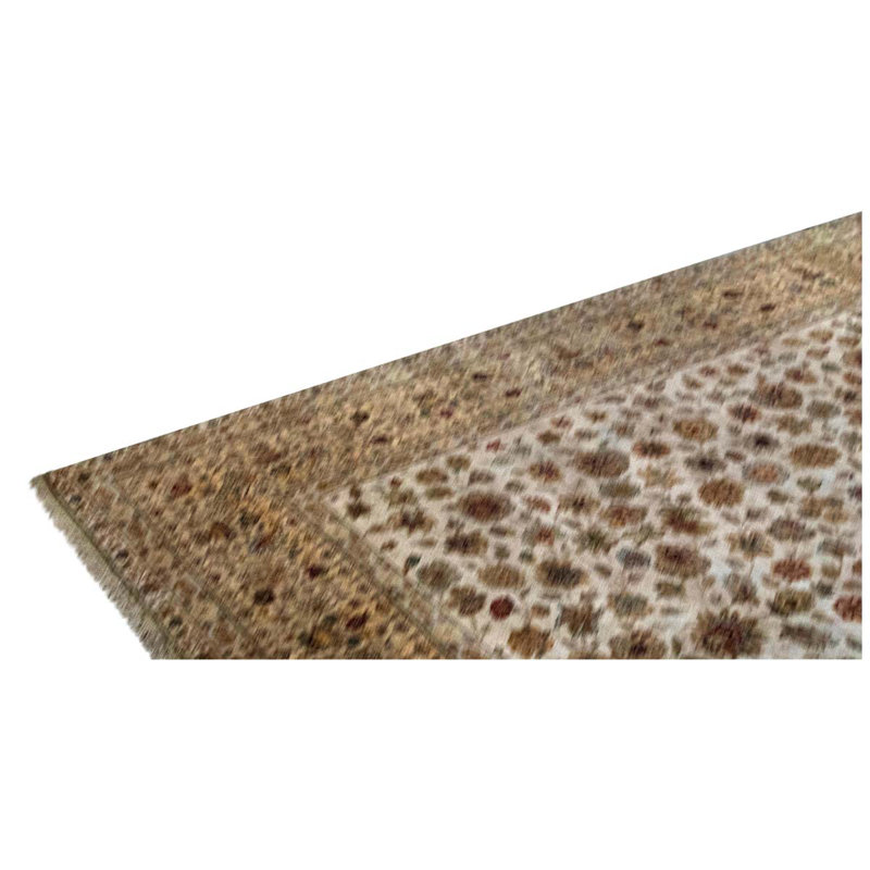 Tapis oriental brun / ivoire / beige en laine noué à la main 7 pi 11 po x 8 pi Oriental
