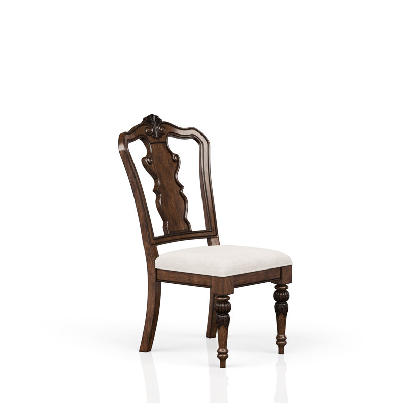 Chaise d'appoint au fini traditionnel avec siège rembourré, poids de 57,5 lb, bois massif et fabrication