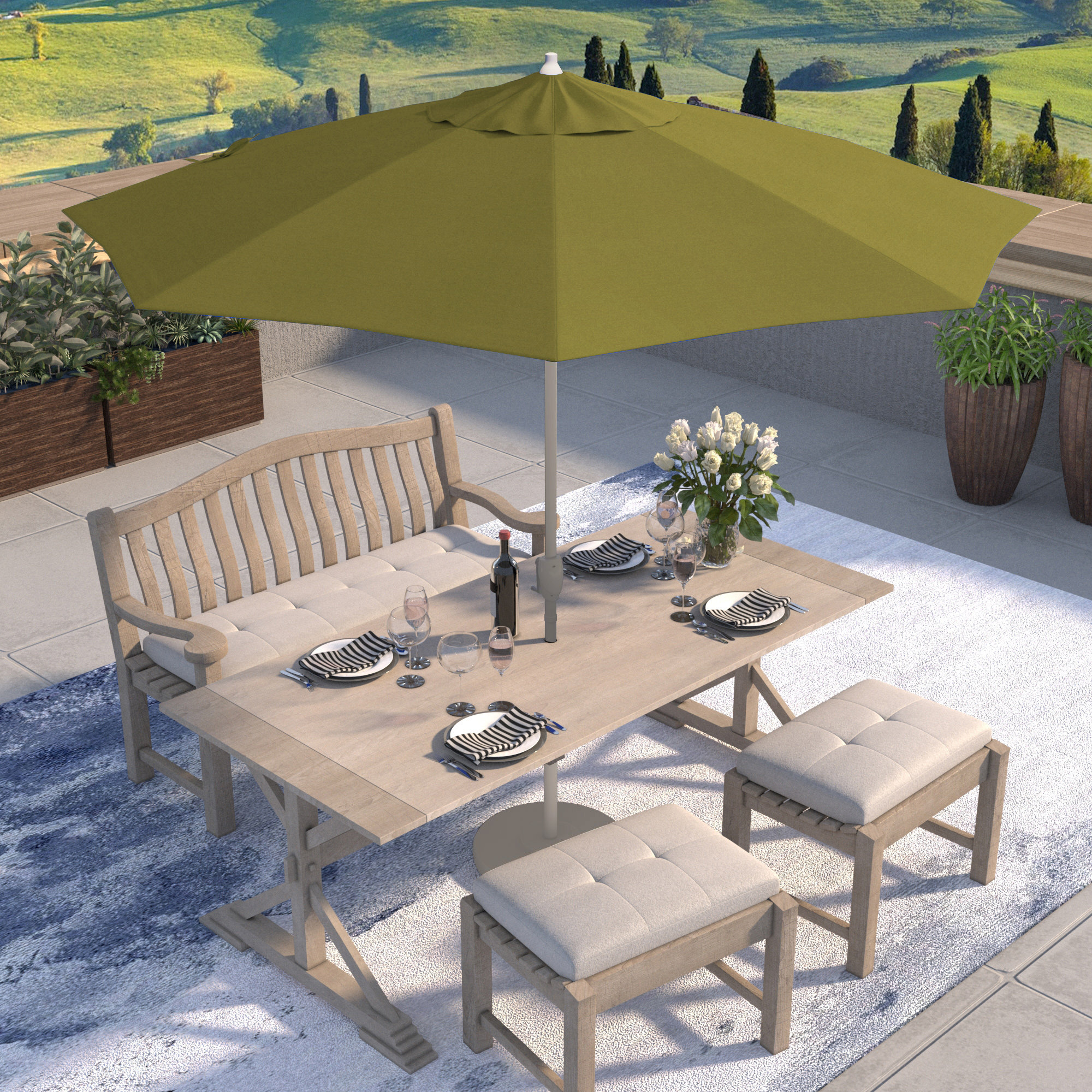 Kenne Sunbrella® Outdoor Umbrella, Spectrum Cilantro Sunbrella® Plainweave, 108" W x 108" D