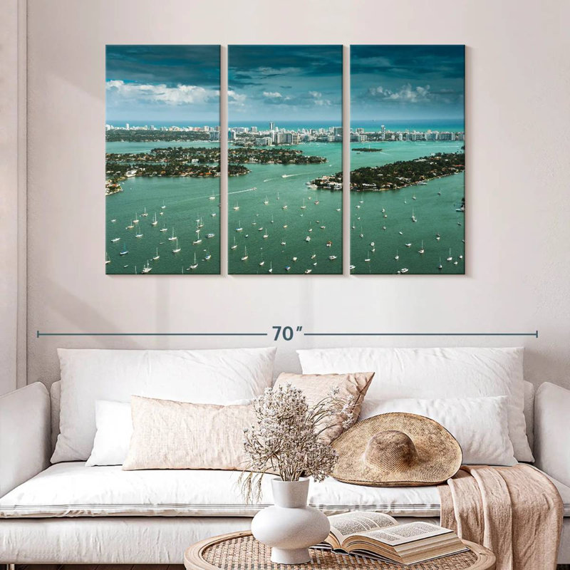 Vue aérienne de Miami, H 32 po x l 50 po