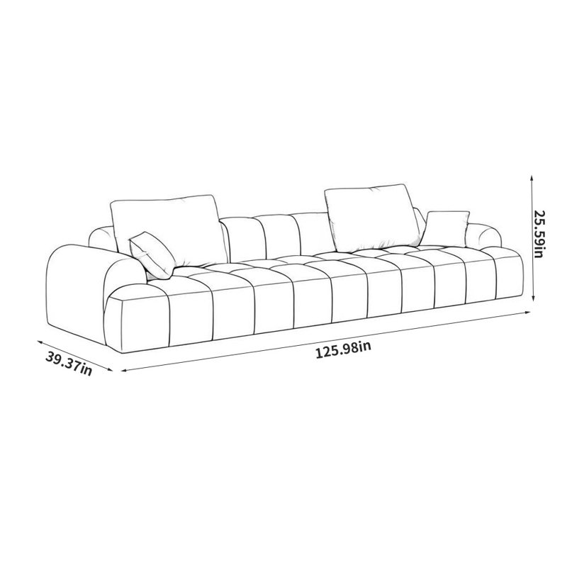 Canapé simple, simple et créatif, Blanc cassé / Gris clair, H 25,59 po x l 125,98 po x P 39,37 po