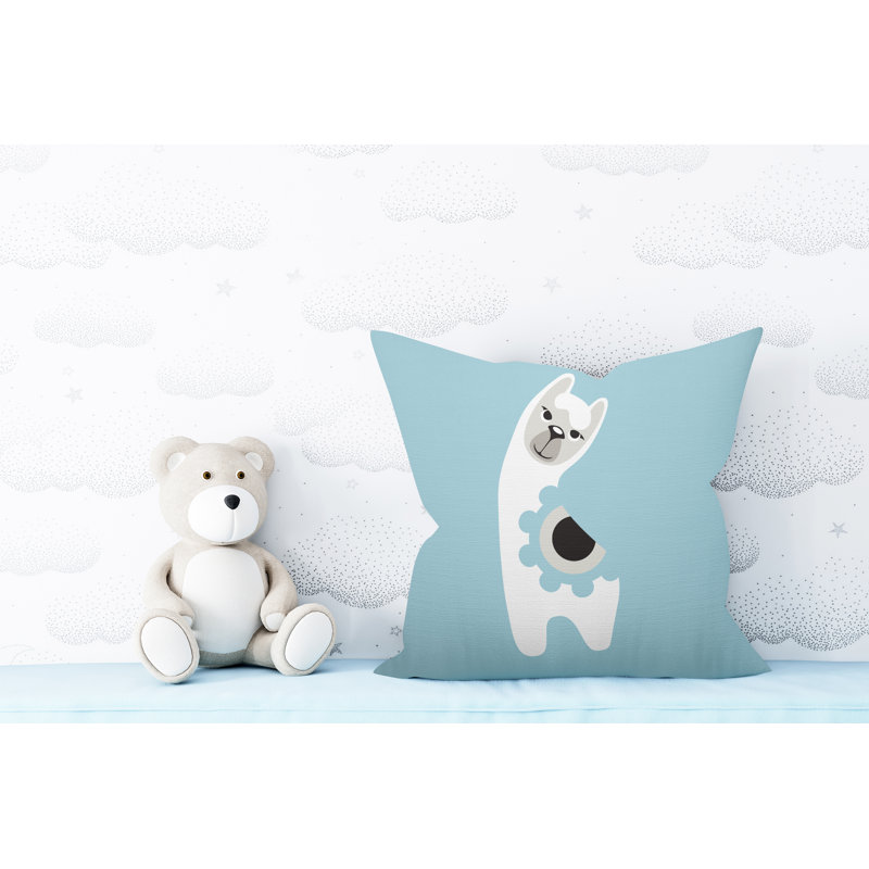 Coussin Inkie, Bleu pastel, 17 po x 17 po, Carré