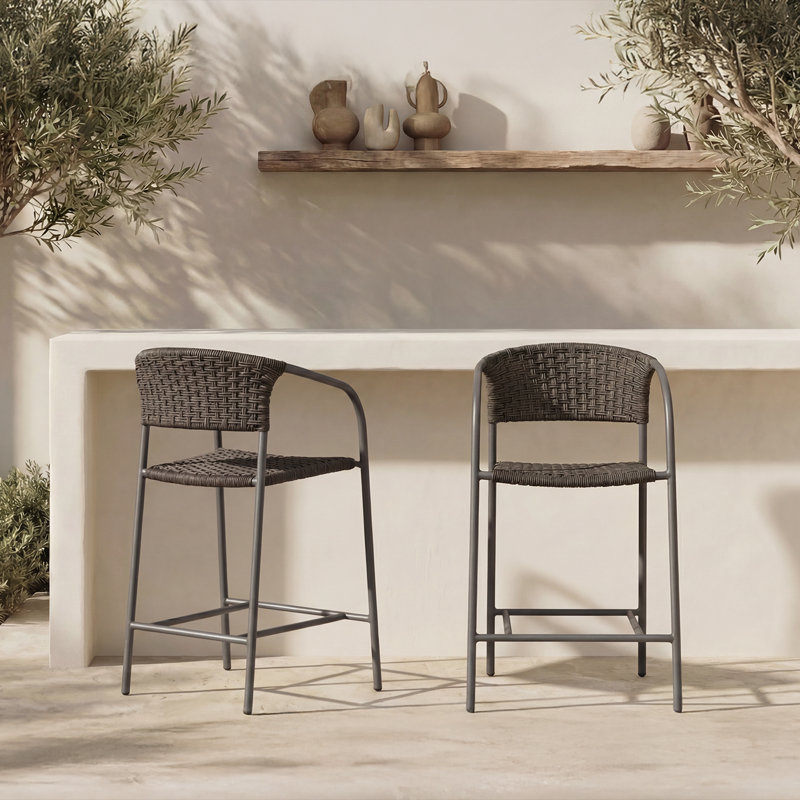 Zola Outdoor Bar Stool Natural, Tan, Beige, 30"