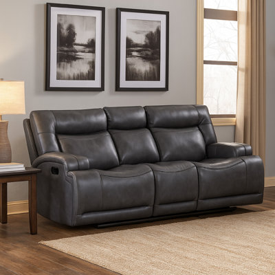 Canapé inclinable manuel Tito, polyester gris, 91 po, plateau rabattable