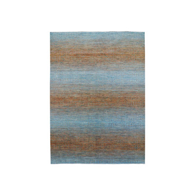 Tapis oriental rectangulaire en laine orange noué à la main 10 pi 1 po x 14 pi 0 po - MOA10279174