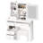 Vanity Desk with LED Lighted Mirror, Bedroom Dressing Table, Makeup Desk with Stool, 5 Drawers, Open Shelves, Hidden Storage Space