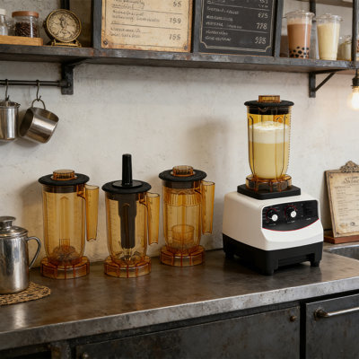 1800W Commercial Tea Brewing Machine with 4 Cups 30000RPM Pure Copper Motor Countertop Blender 1.2L Multifunctional Bubble Tea Shaker Smoothie Maker for Milk Tea Shop & Home Use