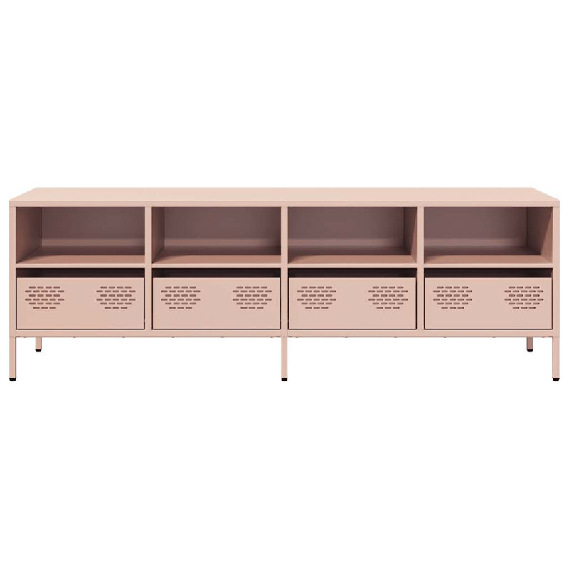 Daumantas Unfinished TV Stand for TVs up to 24", Antique pink and pink