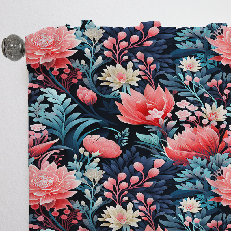 Corail Twilight Iv Tropical Motif III - Rideau floral - Rideau floral obscurcissant - 1 panneaux, L 52 po x L 108 po