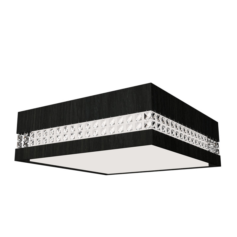 Cristais 1 - Light LED Flush Mount, 5.85" H x 21.45" W x 21.45" D, American Walnut