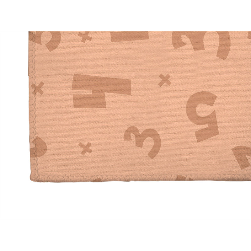 Number Match Kids Play Mat, Rectangle 4' x 6', Peach/Orange/Ivory