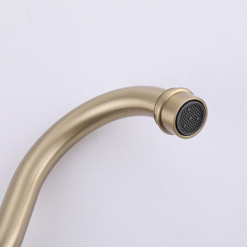 3-Hole Widespread Bathroom Faucet, 6.69" Brass Double Cross Handle Mixer Tap, Brushed Gold