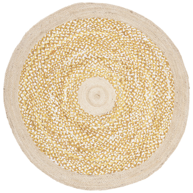 Tapis en jute de coton tissé à la main Zeitler, Rond 5 pi