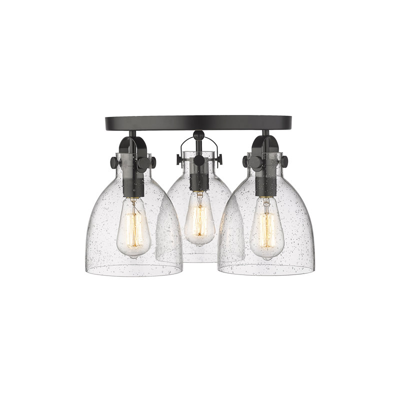 Smeltertown Glass Flush Mount, Seedy, Matte Black