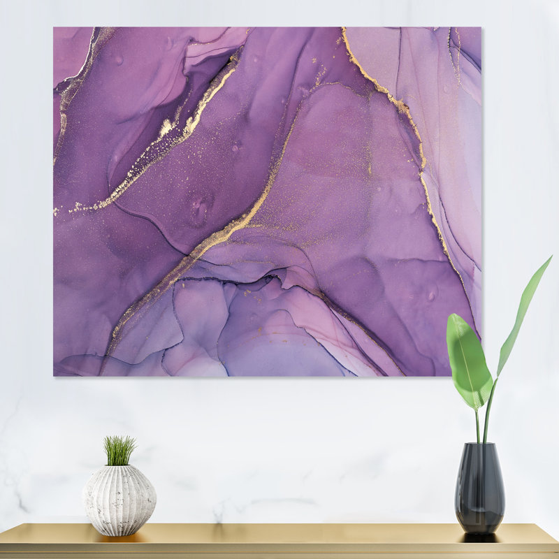 Mauve liquide vagues II - peinture sur toile, H 30 po x l 40 po x P 1,5 po, Toile tendue