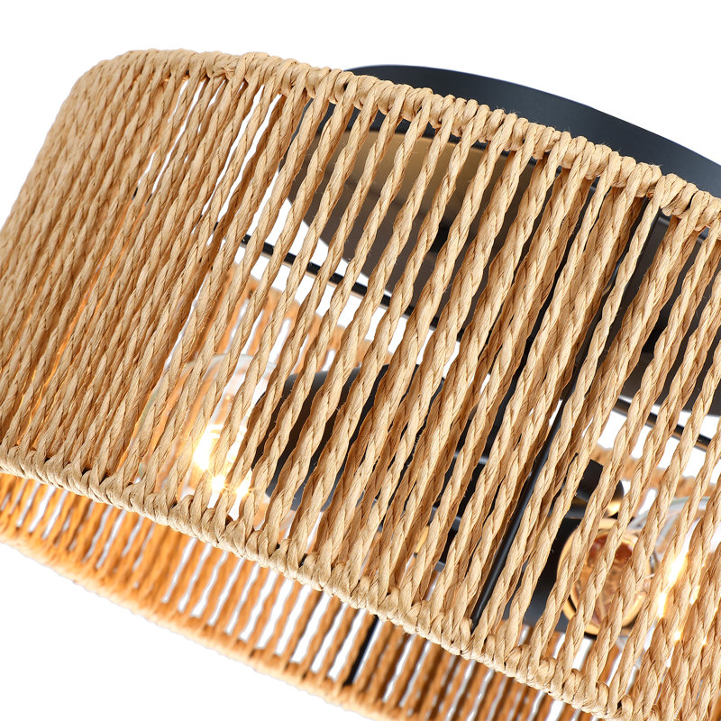 2-light 12in" Ceiling Light with Paper Rattan Shade
