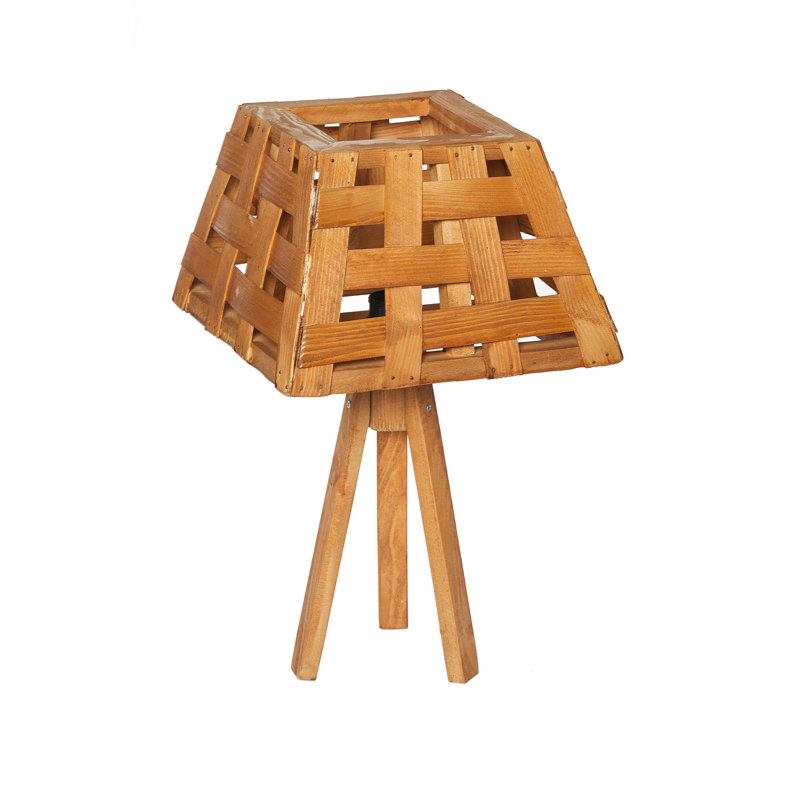 Lampe trépied en bois massif Sipan, Teck naturel