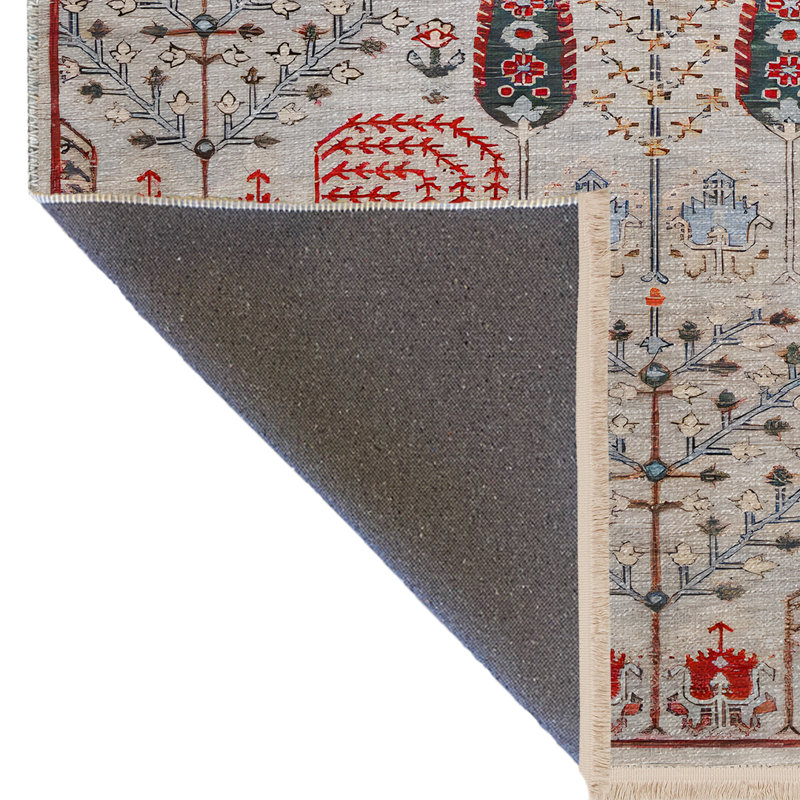 Tapis décoratif moderne multicolore à motif d'arbre clair et multicolore, Rectangle 4 pi 7,12 po x 6 pi 6,74 po
