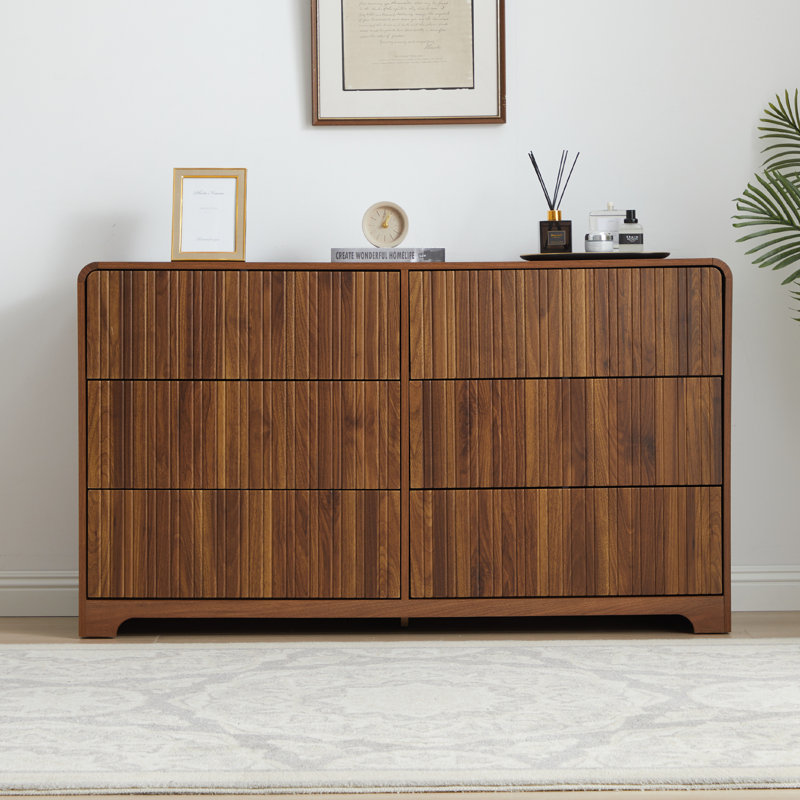 Commode double 6 tiroirs, 6 Drawer, Brun