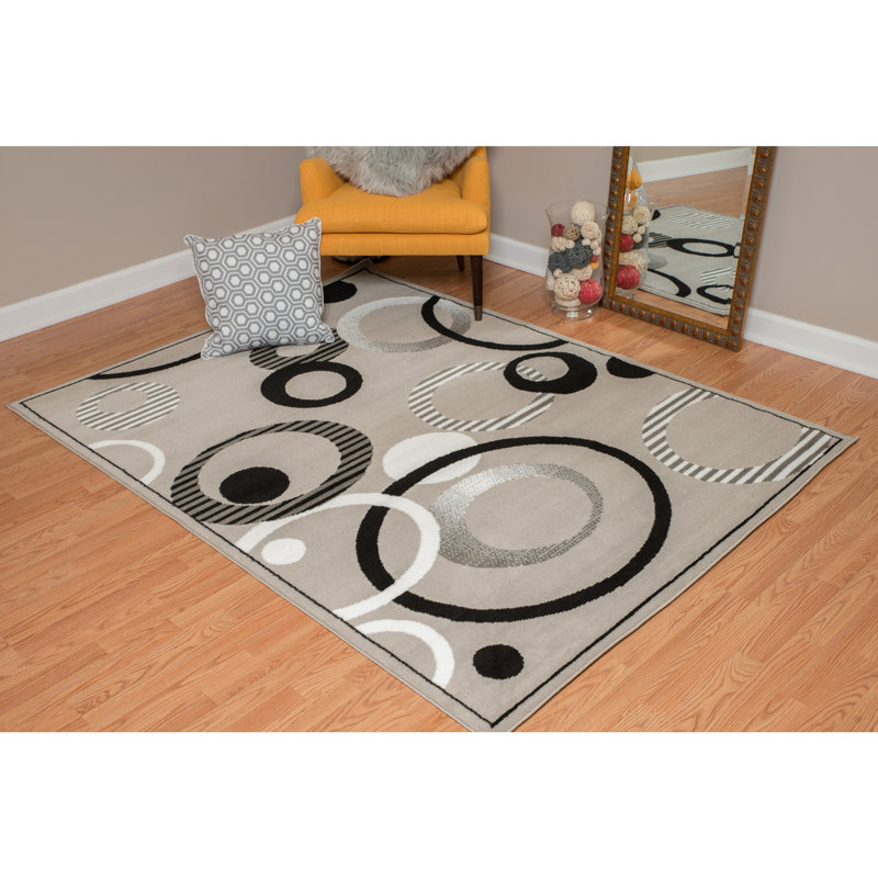 Tapis argenté / noir Gober, Tapis de couloir 2 pi 3 po x 7 pi 2 po