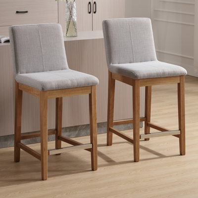 Alayha Upholstered 26'' Counter Bar Stools with Solid Wood Frame Set of 2