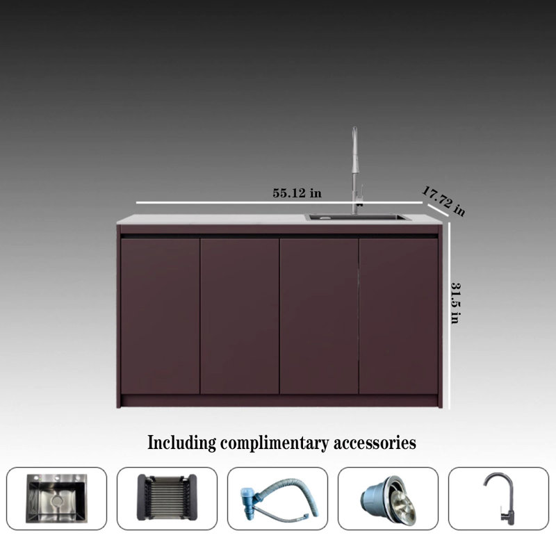 Armoire d'extérieur en aluminium avec évier