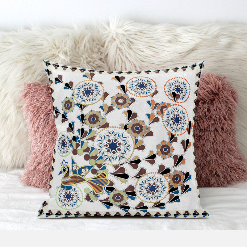 Coussin 18 po x 18 po, Blanc cassé / Brun