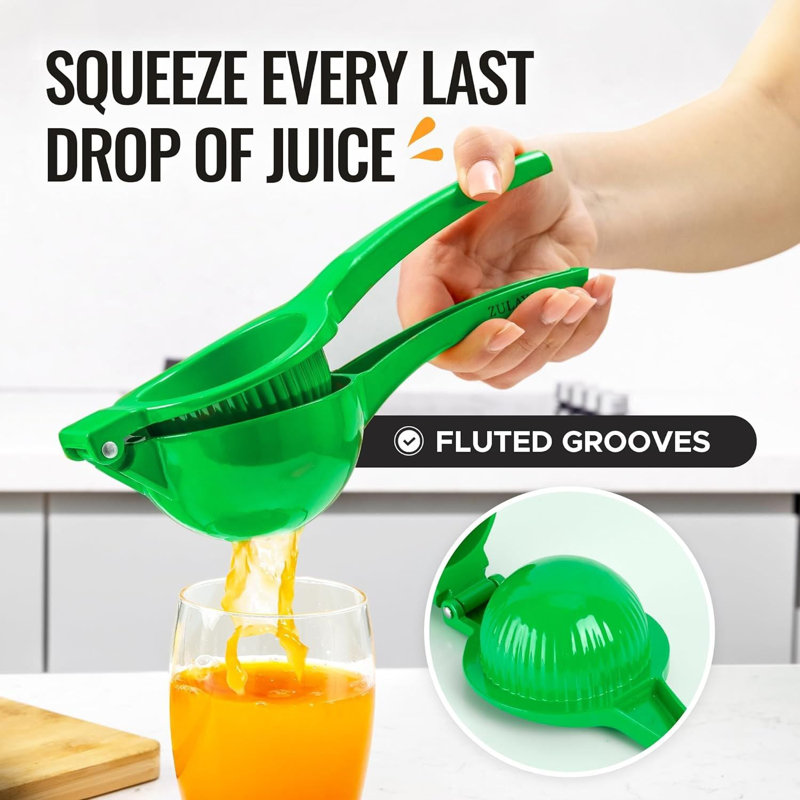 Zulay Kitchen Premium Quality Metal Orange Squeezer, Citrus Juicer, Manual Press For Extracting The Most Juice Possible - Green