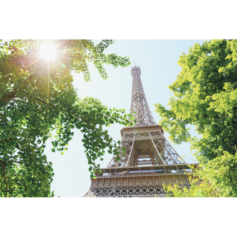 Looking up at Eiffel Tower 1 Piece Wrapped Canvas Wall Art, 51cm H x 76cm W x 3.8cm D