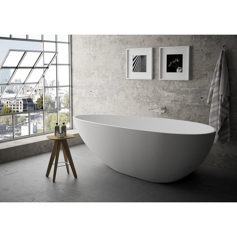 Solid Surface Freestanding Oval Soaking Bathtub