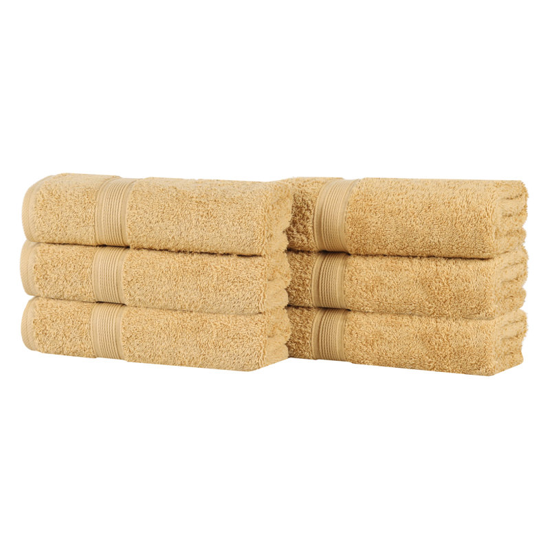 Ensemble de serviettes en coton biologique Lyndon, Doré, Ensemble de 6 serviettes à main