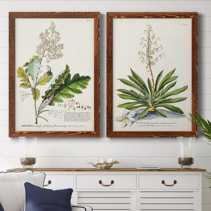 «Allurant Botanical I», ensemble de 2 reproductions d'art sur toiles, H 43,5 po x l 31,5 po x P 1 po, Toile avec cadre érable