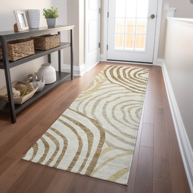 Premium Machine Washable Prisco Gold Rug, Runner 2'3" x 7'6"