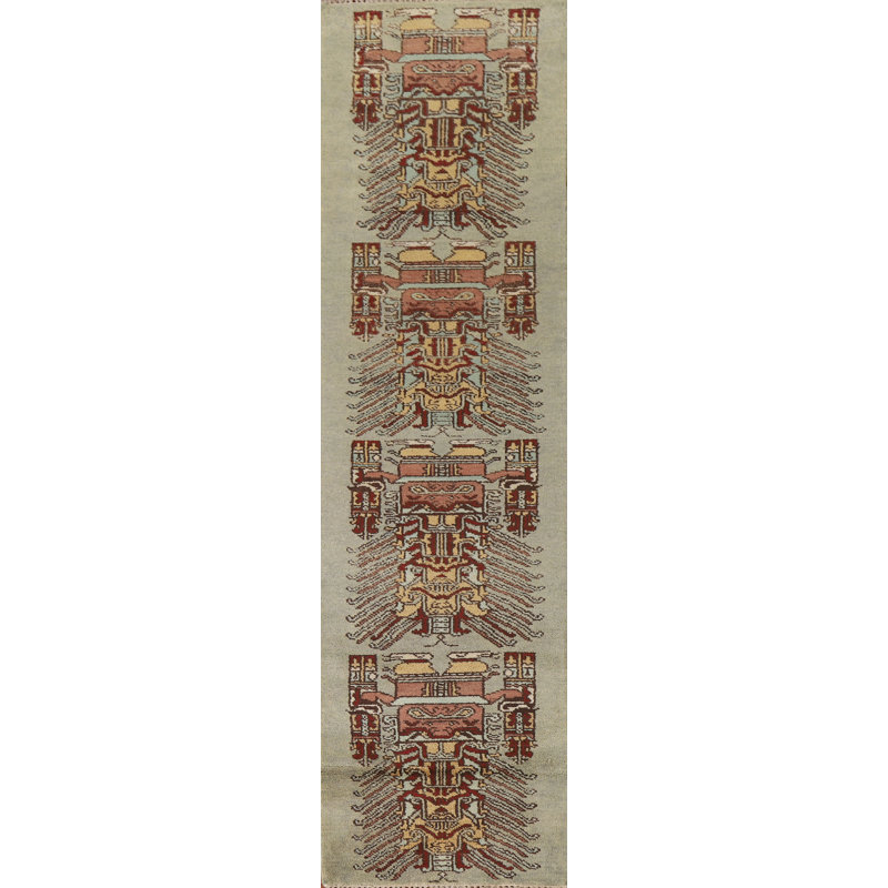 Tapis de couloir oriental vert traditionnel 3 x 11