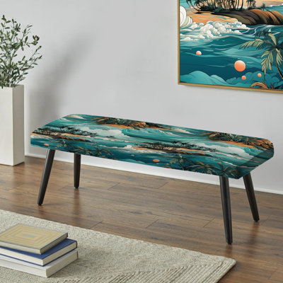 Motif tropical océanique Dreamscape - banc rembourré noir Coastal