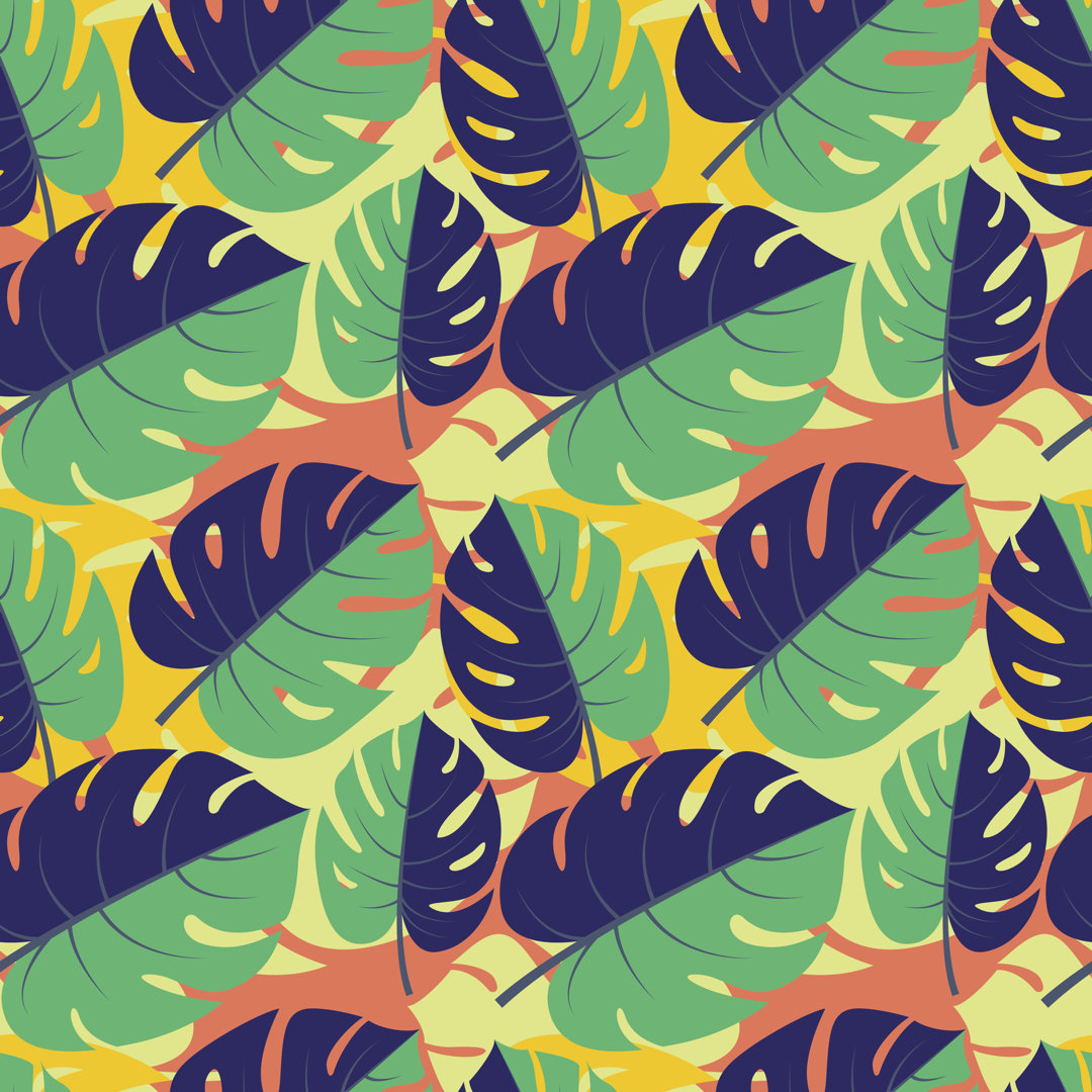 Palm Leaves Pattern by Sv_Sunny - Grafik auf Leinwand