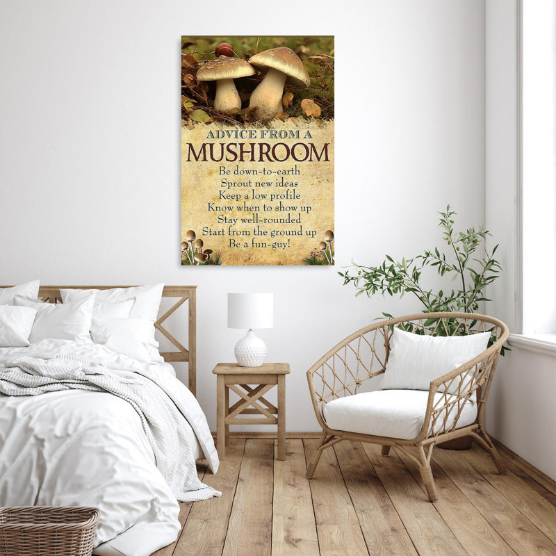 Ashai Advice From A Mushroom - 1 Piece Rectangle Graphic Art Print On Wrapped Canvas - Wrapped Canvas Print